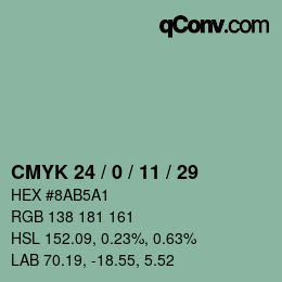 カラーコード: CMYK 24 / 0 / 11 / 29 | qconv.com