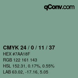 カラーコード: CMYK 24 / 0 / 11 / 37 | qconv.com