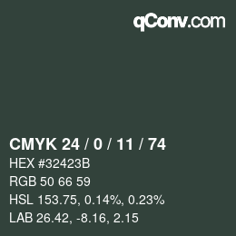 カラーコード: CMYK 24 / 0 / 11 / 74 | qconv.com