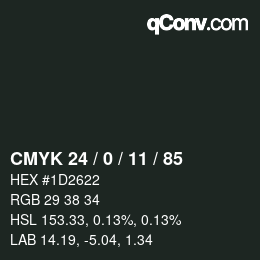 Color code: CMYK 24 / 0 / 11 / 85 | qconv.com