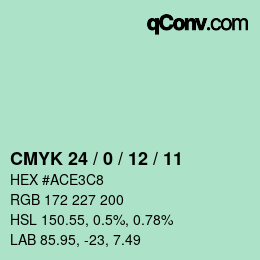 カラーコード: CMYK 24 / 0 / 12 / 11 | qconv.com