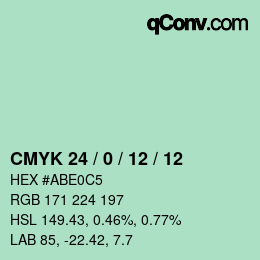 カラーコード: CMYK 24 / 0 / 12 / 12 | qconv.com