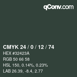 Color code: CMYK 24 / 0 / 12 / 74 | qconv.com