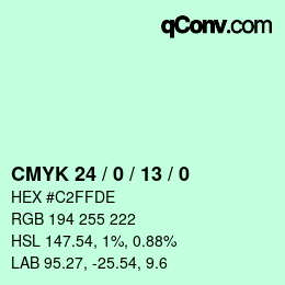 颜色代码: CMYK 24 / 0 / 13 / 0 | qconv.com