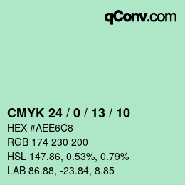 カラーコード: CMYK 24 / 0 / 13 / 10 | qconv.com