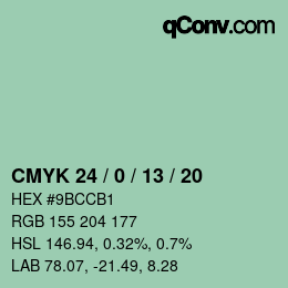 Color code: CMYK 24 / 0 / 13 / 20 | qconv.com