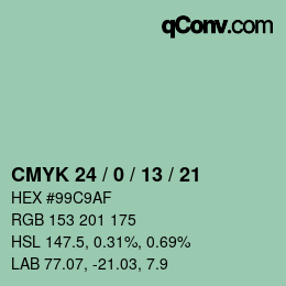 カラーコード: CMYK 24 / 0 / 13 / 21 | qconv.com