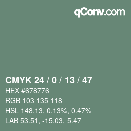 Color code: CMYK 24 / 0 / 13 / 47 | qconv.com