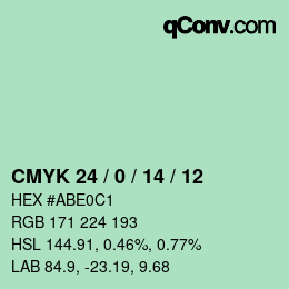 カラーコード: CMYK 24 / 0 / 14 / 12 | qconv.com