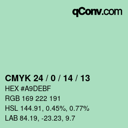 カラーコード: CMYK 24 / 0 / 14 / 13 | qconv.com