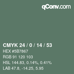 Color code: CMYK 24 / 0 / 14 / 53 | qconv.com