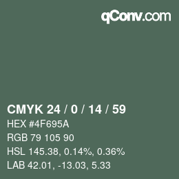カラーコード: CMYK 24 / 0 / 14 / 59 | qconv.com