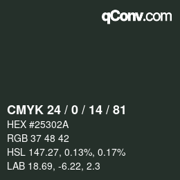 Color code: CMYK 24 / 0 / 14 / 81 | qconv.com