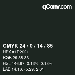 Color code: CMYK 24 / 0 / 14 / 85 | qconv.com