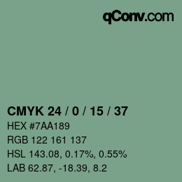 Color code: CMYK 24 / 0 / 15 / 37 | qconv.com