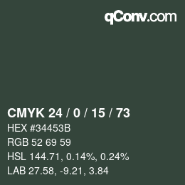 Color code: CMYK 24 / 0 / 15 / 73 | qconv.com