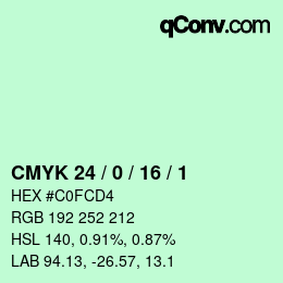 カラーコード: CMYK 24 / 0 / 16 / 1 | qconv.com