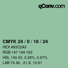 Farbcode: CMYK 24 / 0 / 16 / 24 | qconv.com