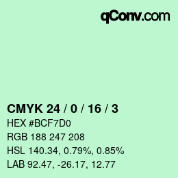 カラーコード: CMYK 24 / 0 / 16 / 3 | qconv.com