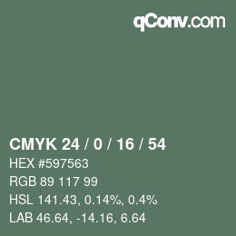 Color code: CMYK 24 / 0 / 16 / 54 | qconv.com