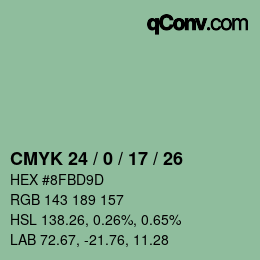 Color code: CMYK 24 / 0 / 17 / 26 | qconv.com