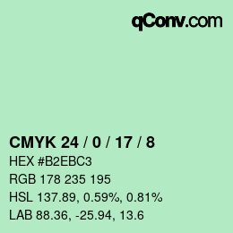 カラーコード: CMYK 24 / 0 / 17 / 8 | qconv.com
