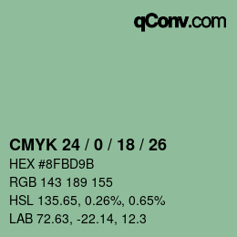 カラーコード: CMYK 24 / 0 / 18 / 26 | qconv.com