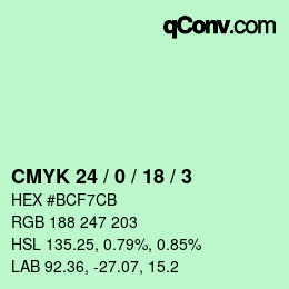カラーコード: CMYK 24 / 0 / 18 / 3 | qconv.com