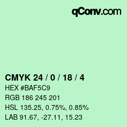 カラーコード: CMYK 24 / 0 / 18 / 4 | qconv.com