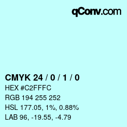 カラーコード: CMYK 24 / 0 / 1 / 0 | qconv.com
