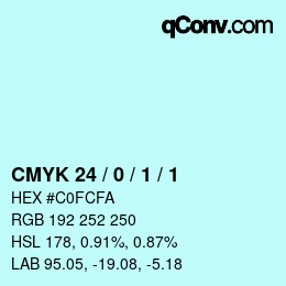 カラーコード: CMYK 24 / 0 / 1 / 1 | qconv.com