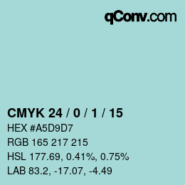 カラーコード: CMYK 24 / 0 / 1 / 15 | qconv.com