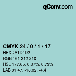 カラーコード: CMYK 24 / 0 / 1 / 17 | qconv.com