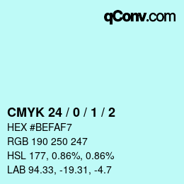 カラーコード: CMYK 24 / 0 / 1 / 2 | qconv.com