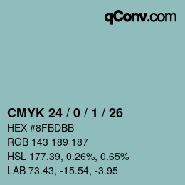 カラーコード: CMYK 24 / 0 / 1 / 26 | qconv.com