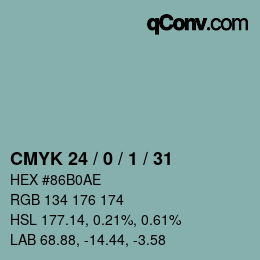 Farbcode: CMYK 24 / 0 / 1 / 31 | qconv.com