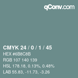 Color code: CMYK 24 / 0 / 1 / 45 | qconv.com