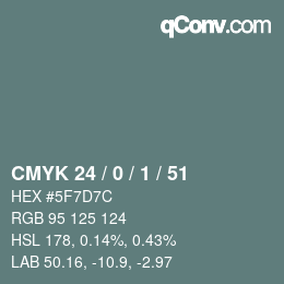 颜色代码: CMYK 24 / 0 / 1 / 51 | qconv.com