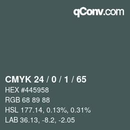 Color code: CMYK 24 / 0 / 1 / 65 | qconv.com