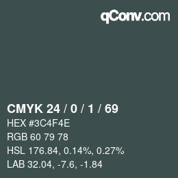 カラーコード: CMYK 24 / 0 / 1 / 69 | qconv.com