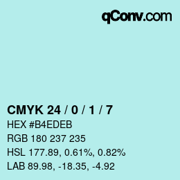 カラーコード: CMYK 24 / 0 / 1 / 7 | qconv.com
