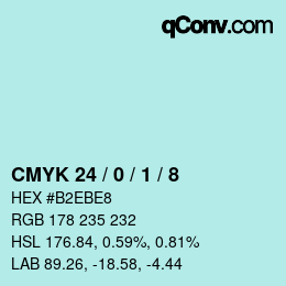 カラーコード: CMYK 24 / 0 / 1 / 8 | qconv.com