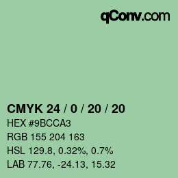 カラーコード: CMYK 24 / 0 / 20 / 20 | qconv.com