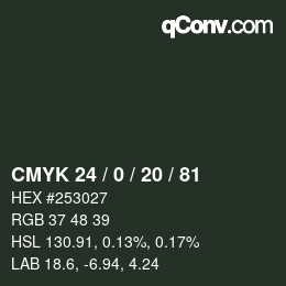 Color code: CMYK 24 / 0 / 20 / 81 | qconv.com