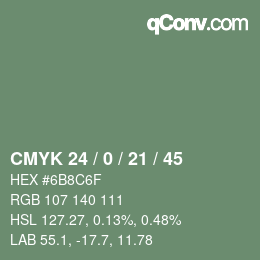 颜色代码: CMYK 24 / 0 / 21 / 45 | qconv.com
