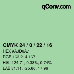 カラーコード: CMYK 24 / 0 / 22 / 16 | qconv.com