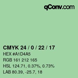 カラーコード: CMYK 24 / 0 / 22 / 17 | qconv.com