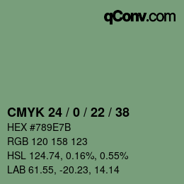 Farbcode: CMYK 24 / 0 / 22 / 38 | qconv.com