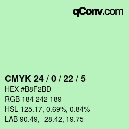 Color code: CMYK 24 / 0 / 22 / 5 | qconv.com