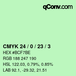 カラーコード: CMYK 24 / 0 / 23 / 3 | qconv.com